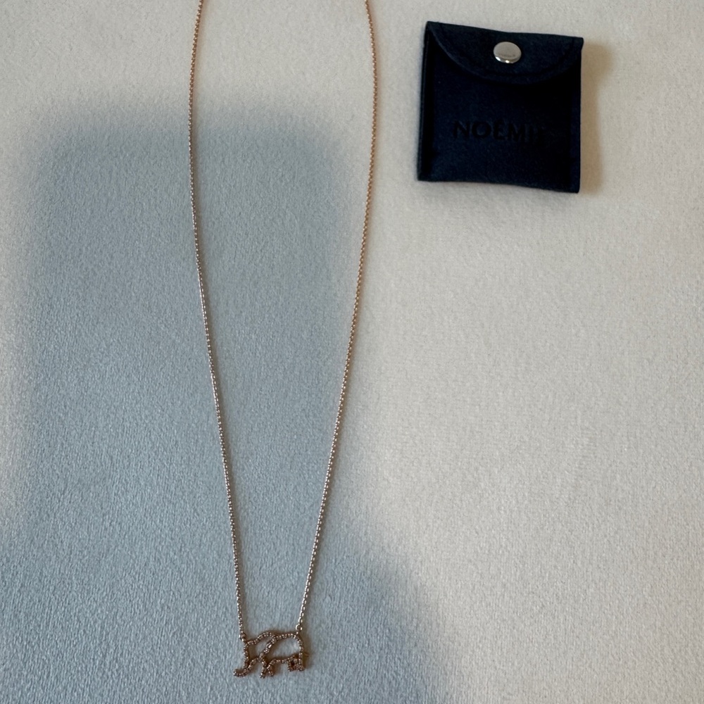 Noemi 18k Rose Gold Elephant and Diamond Pendant Necklace - Picture 6 of 7